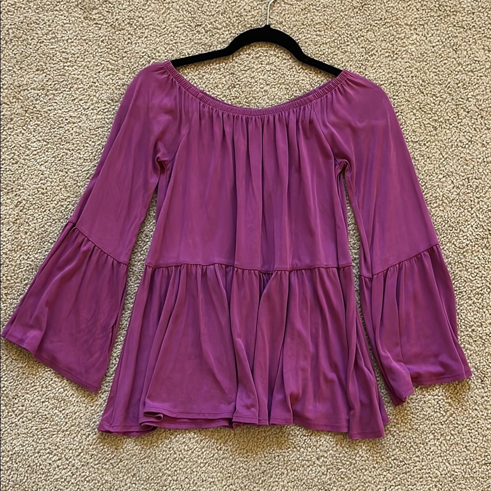 Kimchi Blue Purple Tiered Bell Sleeve Tunic